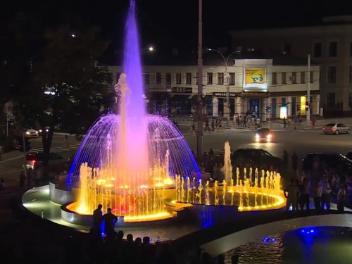 Фонтанный комплекс в центре города Тирасполь
